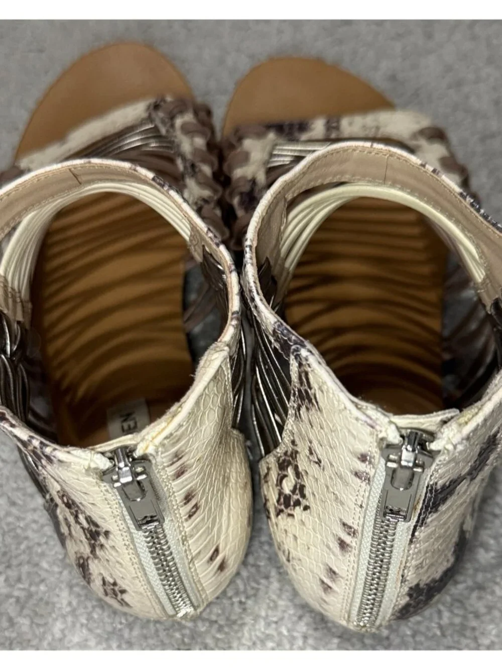 Steve Madden Dreea Gladiator Sandals Snake Print Zipper Size 9B